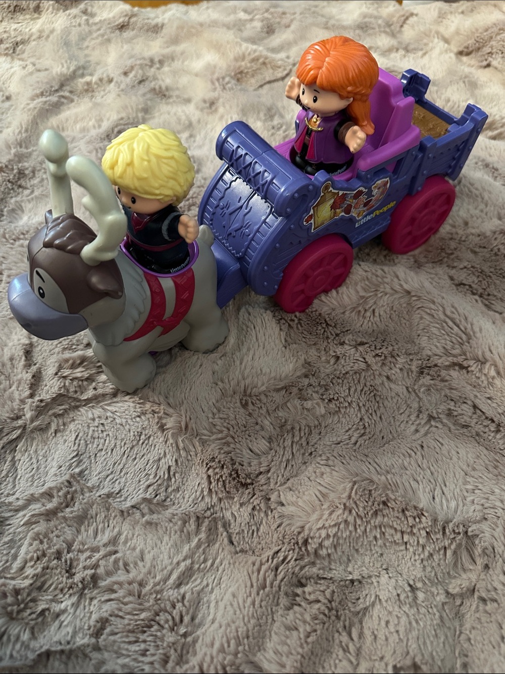 Fisher-Price Little People Anna & Sven Carriage - Purple, Pink, Orange